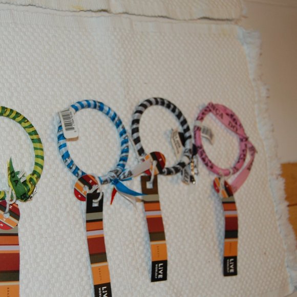 4 Live Worldly Multi Color Bangle Bracelets W/Small Charm Made in Brazil NWT - Picture 4 of 9